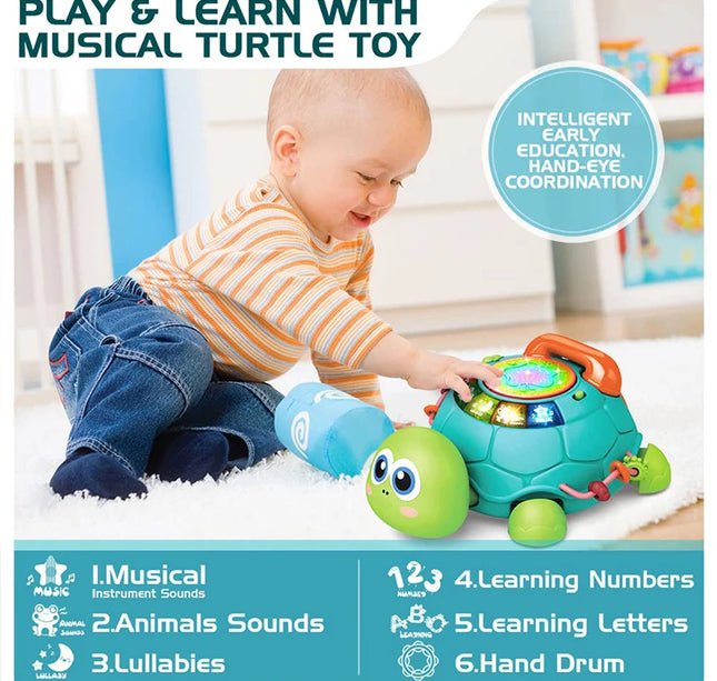 Baby Toys 6-18 Months Music Turtle Crawling Light Sound Music Toy Girl Boy Early Learning Educational Toys Infant Toddler Gifts