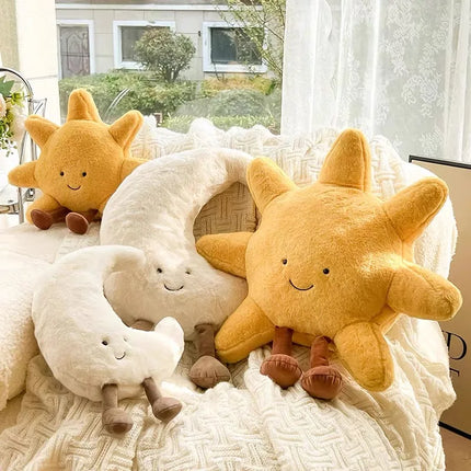 Smile Face Moon & Sun Plush Cushion – High Quality Stuffed Weather Pillow for Kids Bedroom & Sofa Decor