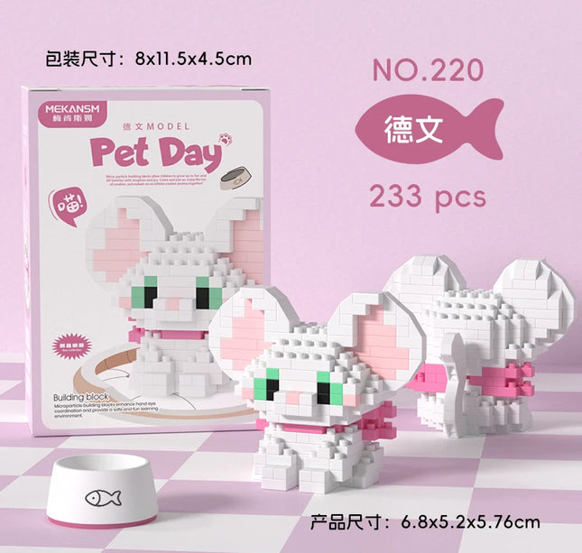 HUIQIBAO MINI Cute Pet Dog Cat Micro Building Block Model Set Kids City Cartoon Animal Diamond Bricks Educational Toys for Adult
