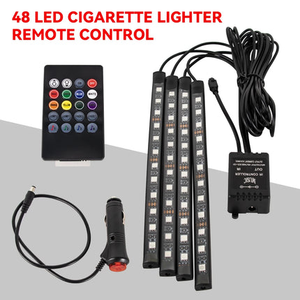 RGB Car Atmosphere Lights – LED Interior Footwell Strip with USB, Remote & Sound Control