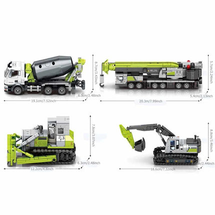SEMBO Engineering Vehicle Building Kit – MOC Excavator & Mixer Truck Bricks Set for Boys DIY Educational Gifts