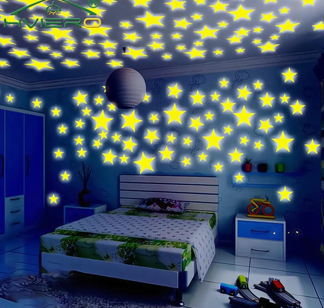 Luminous Star Wall Stickers – 50/100pcs 3cm Glow Decor for Kids & Parties