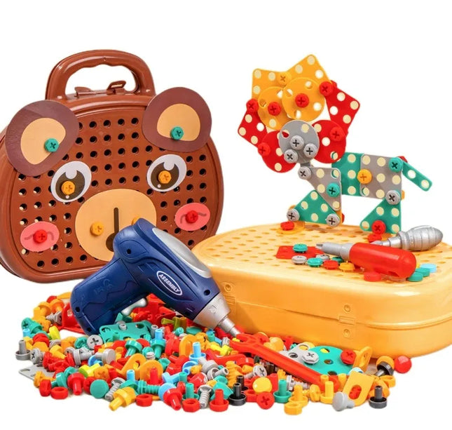 Educational Assembling Toolbox Toy Electric Screwdriver Screwing Repair 4-6 years old Montessori Kids Repair Toolbox Toys