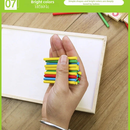 Children's math teaching aids, counting sticks, arithmetic learning box, wooden educational toys, Montessori education