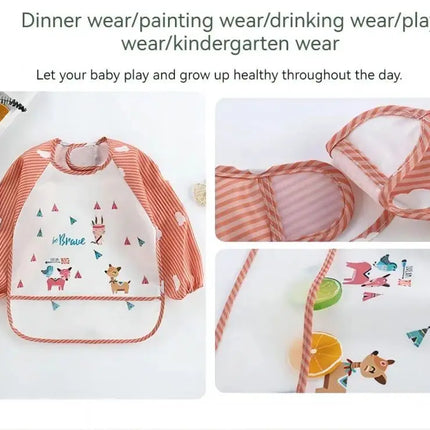 1pc Waterproof Baby Smock – Long Sleeve Bib Apron for Eating & Art