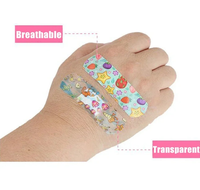 Kids Adhesive Bandages – 100pcs Cute Cartoon Waterproof Medical Strips for Children