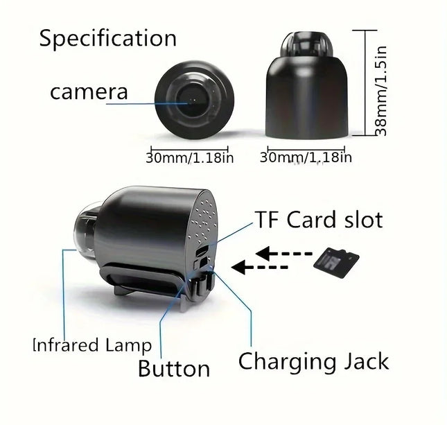 Mini WiFi Security Camera 1080P – Night Vision Baby Monitor & Audio Recorder