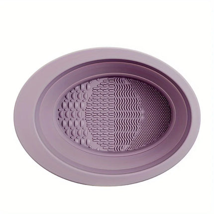 Silicone Folding Makeup Brush Scrub Bowl, Convenient Beauty Egg Cleaning Pad, Powder Puff Cleaning Bowl Tool