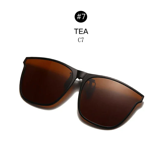 Men's Clip-On Polarized Sunglasses – Vintage Square Photochromic Night Vision Driving Glasses