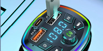 Bluetooth FM Transmitter for Car – Wireless Audio Adapter with Mic, MP3 & 2.1A Dual USB Charger