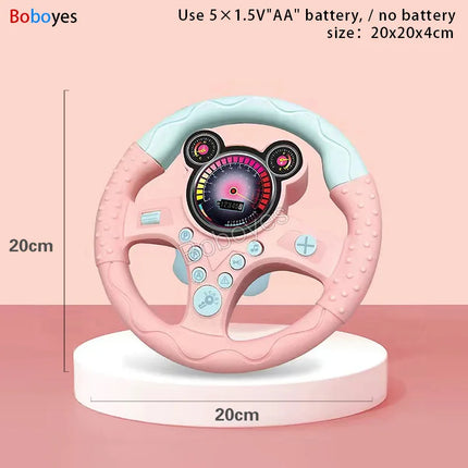 Infant Electric Steering Wheel Toy – Simulation Light & Sound Educational Vocal Toy for Stroller Play