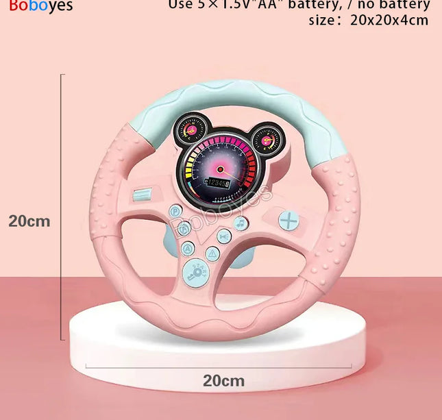 Infant Electric Steering Wheel Toy – Simulation Light & Sound Educational Vocal Toy for Stroller Play