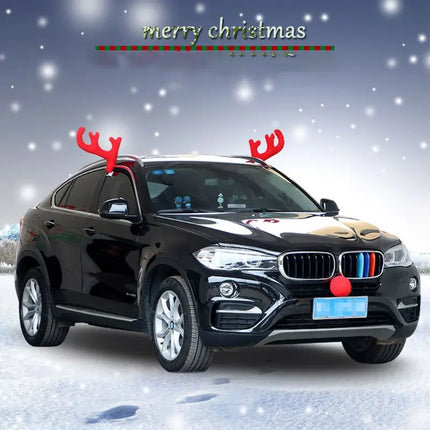 Big Reindeer Red Antlers+Nose Antlers Auto Car Christmas Decor Accessories