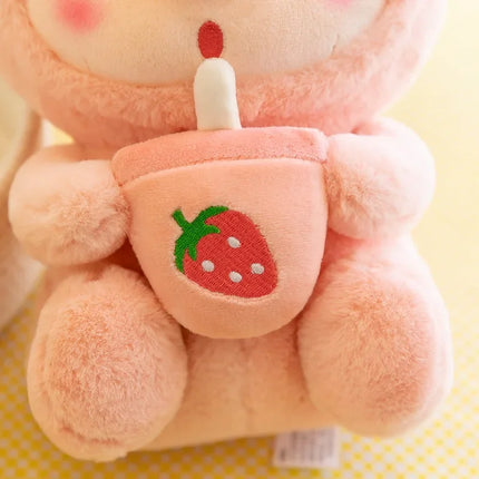Cute Milk Tea Pig Plush Toy - Cartoon Animal Transformation Stuffed Doll, Kawaii Frog Plushie, Soft Hugging Pillow Gift