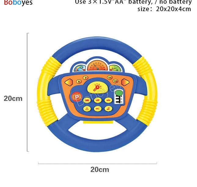 Infant Electric Steering Wheel Toy – Simulation Light & Sound Educational Vocal Toy for Stroller Play