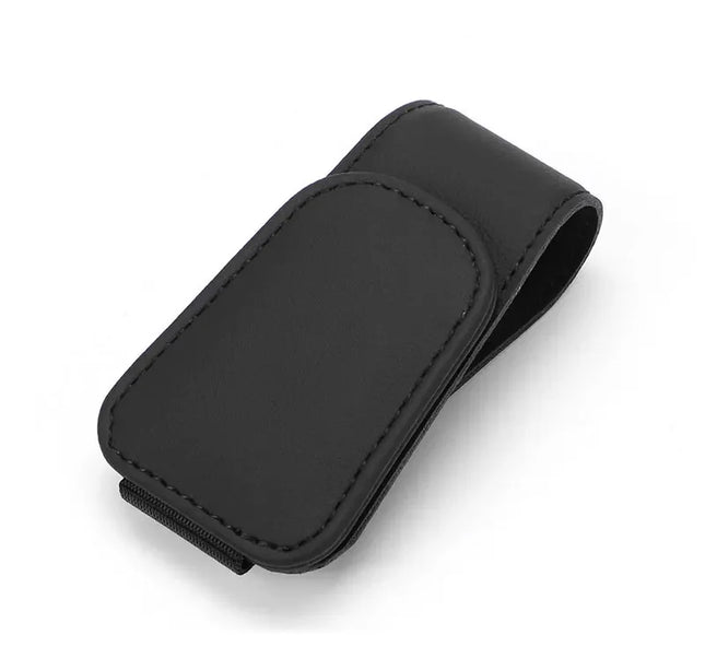 Car Sun Visor Glasses Clip – Magnetic Leather Holder for Eyeglasses & Sunglasses
