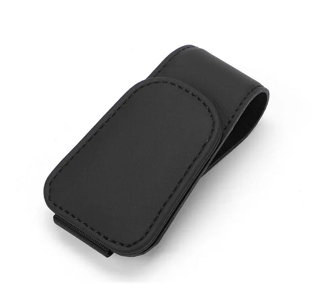 Car Eyeglass Holder Clip – Leather Magnetic Sun Visor Storage for Sunglasses