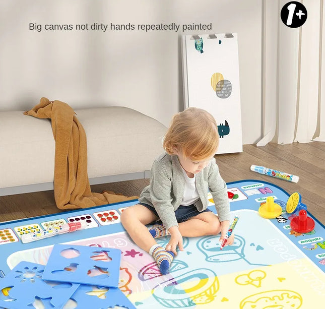 100x80cm Magic Water Drawing Mat – Reusable Doodle Board with Pens Montessori Educational Toy for Kids Gifts