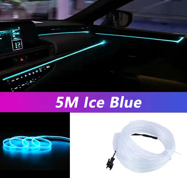 5M Car Interior LED Strip Light – Flexible Neon EL USB Ambient Lighting for DIY Auto & Party Decoration