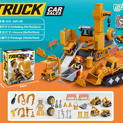 Kids Engineering Vehicle & Electric Drill Set – Educational Assembly Tool Toy with Nuts for Boys Building & Gift