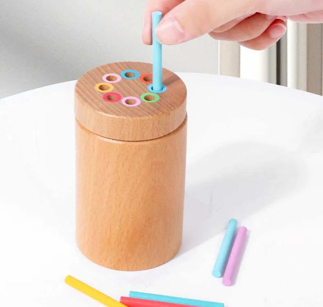 Montessori Wooden Matching Toy – Color Sorting & Balance Stick Educational Set for Kids Fine Motor & Math Skills