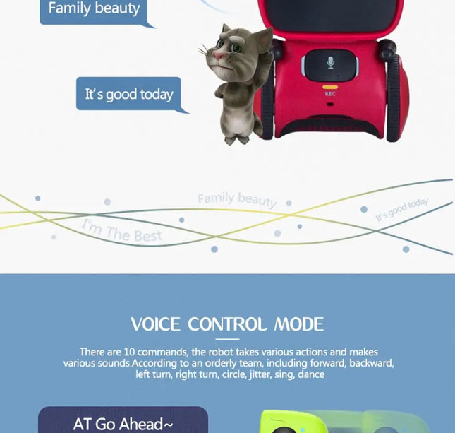 Intelligent RC Robot Toy – Interactive Voice & Touch Control with Russian, English & Spanish Versions for Educational Play