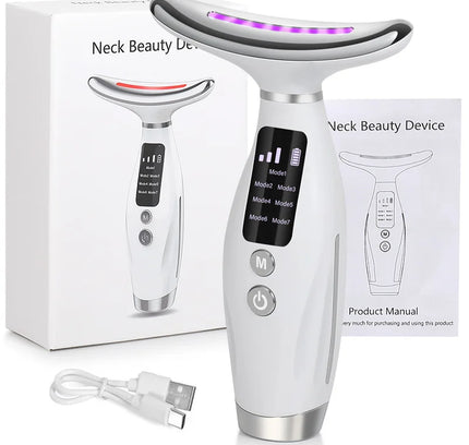 Micro-current Neck Face Beauty Device 7 Color Facial Massager for Enhanced Face Neck and Shoulder Care with Vibrating