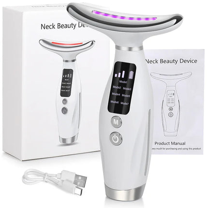 Micro-current Neck Face Beauty Device 7 Color Facial Massager for Enhanced Face Neck and Shoulder Care with Vibrating