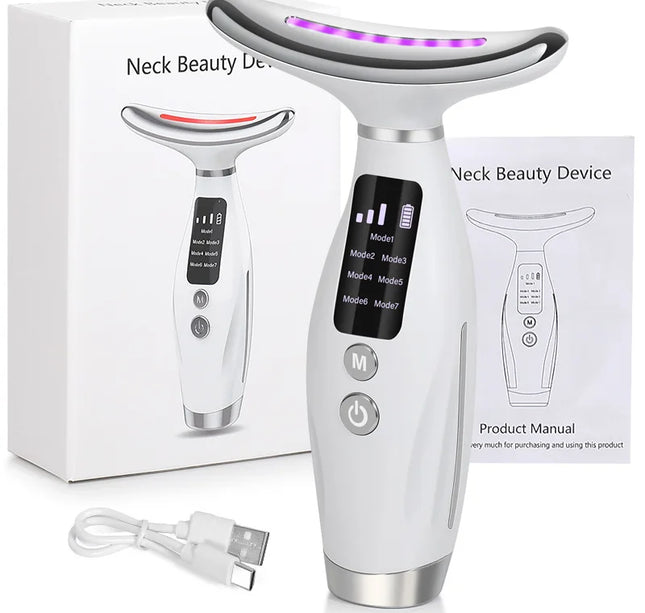 Micro-current Neck Face Beauty Device 7 Color Facial Massager for Enhanced Face Neck and Shoulder Care with Vibrating