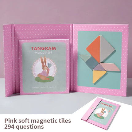 Wooden Magnetic Tangram Puzzle – Educational Montessori Book Toy for Children