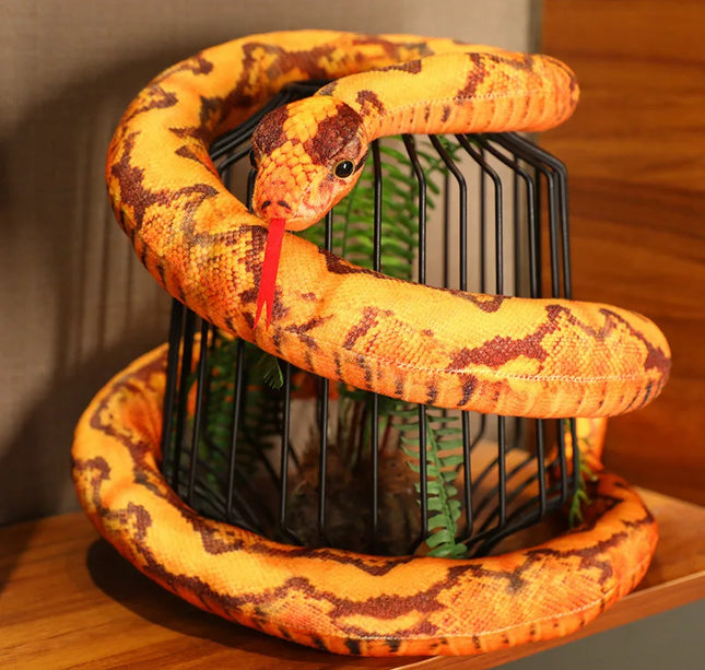 Artificial Python Plush Toy Long Snake Yellow Orange Green Python Plush Toy Decorate The House Holiday Decorations