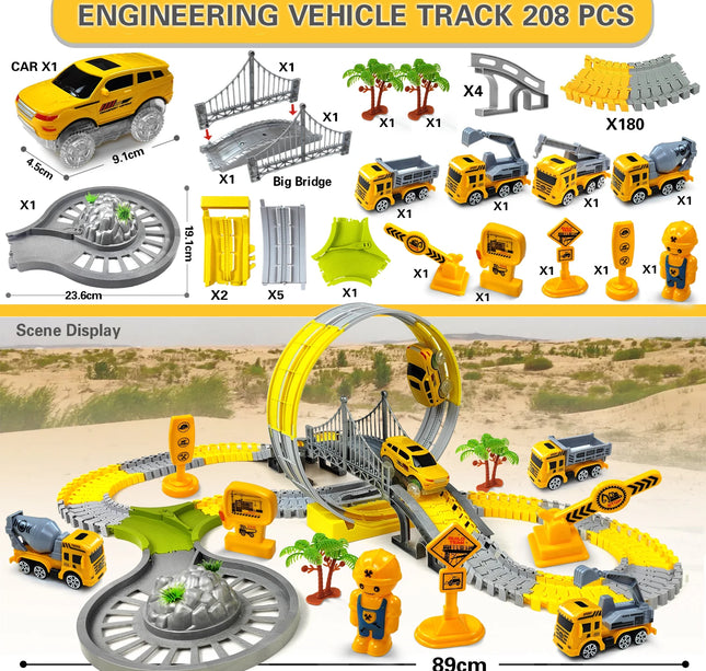 Electric Track Car Toy Set – Engineering Train Toys for Kids Educational Fun & Birthday Gifts