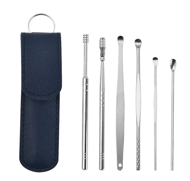 6Pcs/set ear cleaner Ear Wax Pickers Stainless Steel Earpick Wax Remover piercing kit earwax Curette Spoon Care Ear Clean Tools