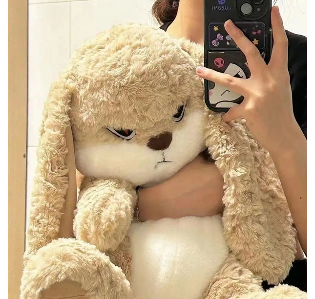Large Angry Rabbit Plush Toy – Kawaii Stuffed Animal Doll for Room Decor & Birthday Gifts