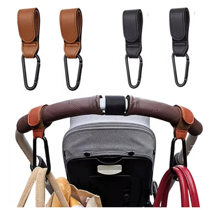 Adjustable Stroller Hook – PU Leather Bag Hanger for Baby Travel