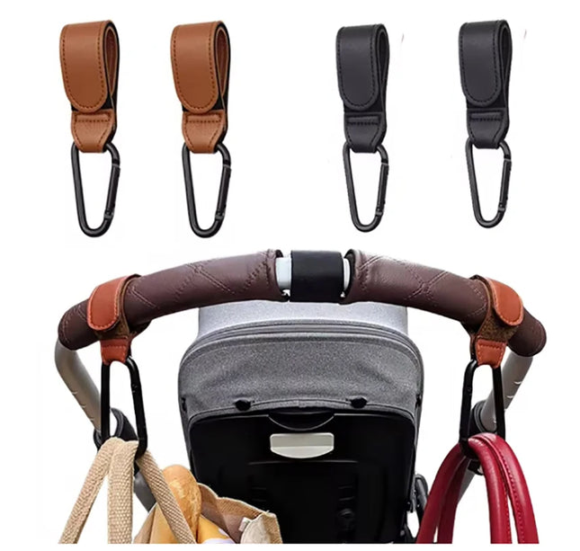 Adjustable Stroller Hook – PU Leather Bag Hanger for Baby Travel