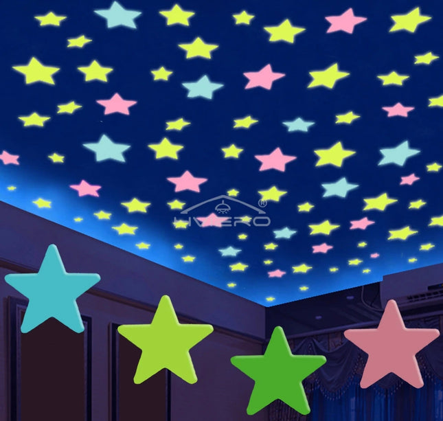 Luminous Star Wall Stickers – 50/100pcs 3cm Glow Decor for Kids & Parties