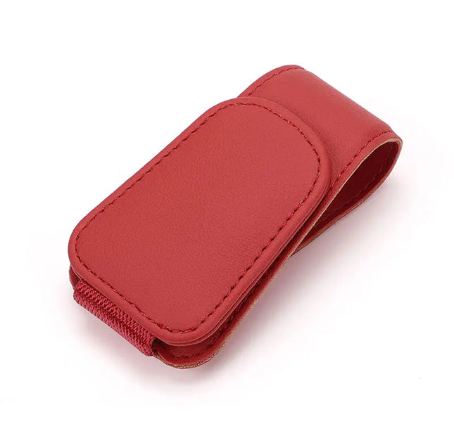 Car Eyeglass Holder Clip – Leather Magnetic Sun Visor Storage for Sunglasses