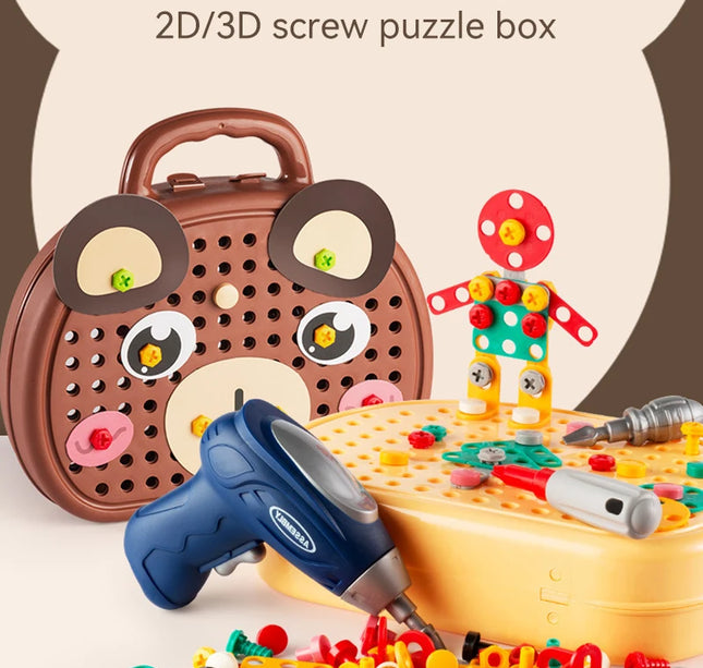 Educational Assembling Toolbox Toy Electric Screwdriver Screwing Repair 4-6 years old Montessori Kids Repair Toolbox Toys