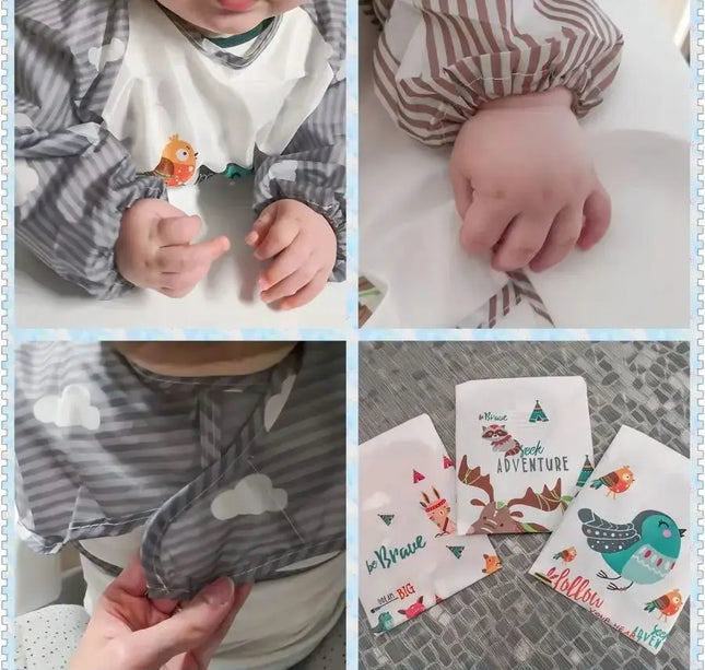 1pc Waterproof Baby Smock – Long Sleeve Bib Apron for Eating & Art