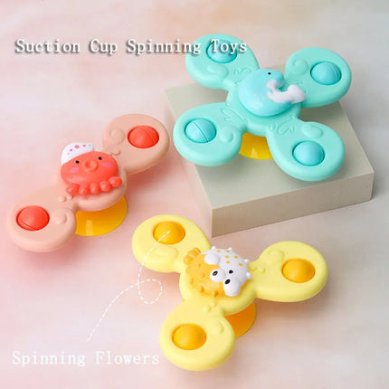 Suction Cup Bath Toys – 3pcs Spinning Rattles for Baby Fun & Education