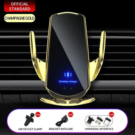 15W Car Magnetic Wireless Charger Automatic Car Mount Phone Holder For iPhone 16 15 For SamsungInfrared Induction Fast Charging
