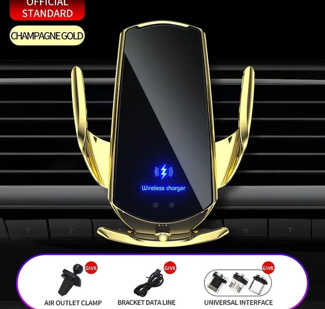 15W Car Magnetic Wireless Charger Automatic Car Mount Phone Holder For iPhone 16 15 For SamsungInfrared Induction Fast Charging