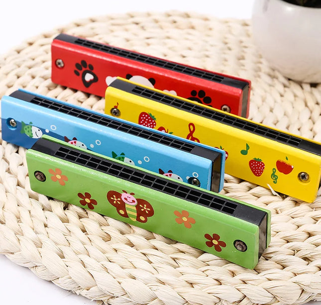 16 Holes Cute Harmonica Musical Instrument Montessori Educational Toys Cartoon Pattern Kids Wind Instrument Children Gift Kids