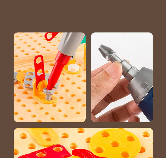 Educational Assembling Toolbox Toy Electric Screwdriver Screwing Repair 4-6 years old Montessori Kids Repair Toolbox Toys