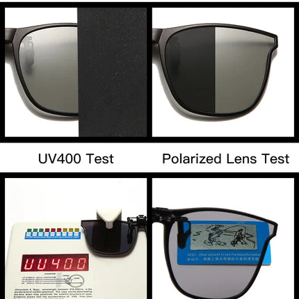 Men's Clip-On Polarized Sunglasses – Vintage Square Photochromic Night Vision Driving Glasses
