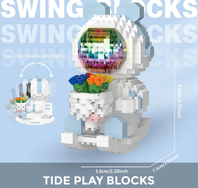 Knew Built Luminous Astronaut Moon Blocks – LED Micro Brick Building Set for Adults & Educational Tech Toy