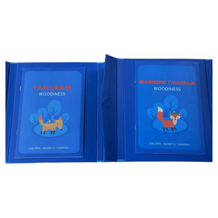Wooden Magnetic Tangram Puzzle – Educational Montessori Book Toy for Children
