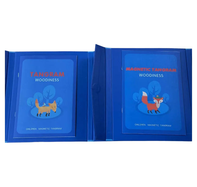 Wooden Magnetic Tangram Puzzle – Educational Montessori Book Toy for Children