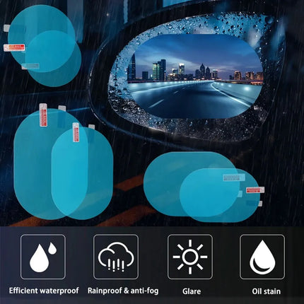 Rearview Mirror & Side Window Film – 2pcs Anti-Fog Rainproof Car Protection Stickers